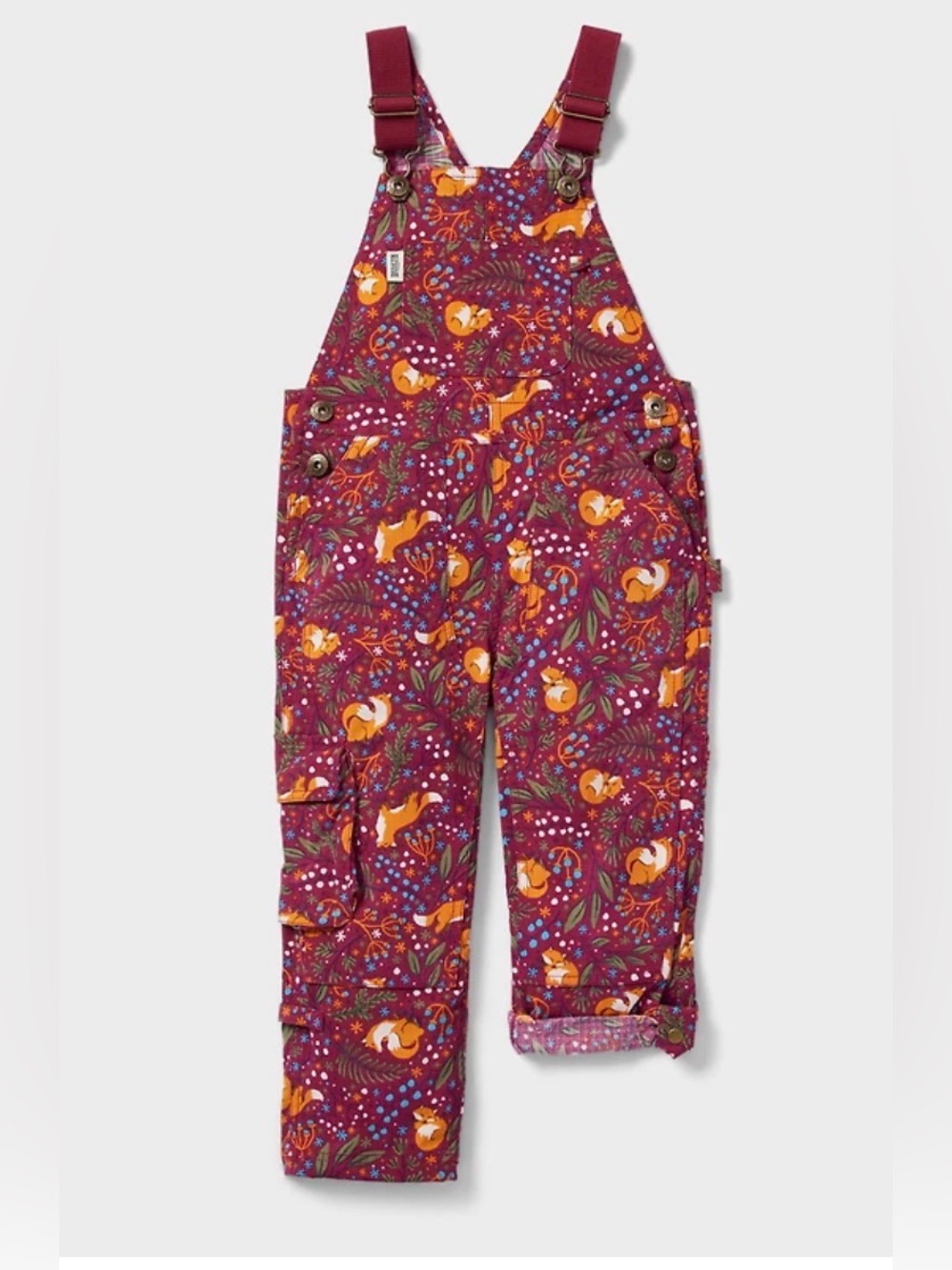 Kids' Heirloom Gardening Bib Overalls Fox Foliage flowers
